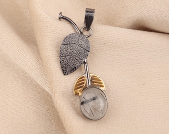 Black Rutile Pendant: Handmade 925 Sterling Silver Vintage Jewelry