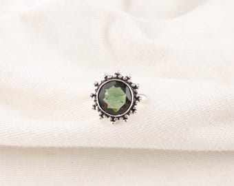 Green Tourmaline Ring Tourmaline 925 Starling Silver Handmade Jewelry