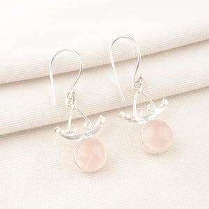 Rose Quartz Earrings 925 Sterling Silver Earrings Rose Quartz Gemstone Earrings Jewelry Handmade Rose Quartz Jewelry Gift For Her