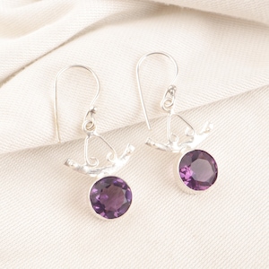 Amethyst Earrings 925 Sterling Silver Earrings Amethyst Gemstone Earrings Jewelry Handmade Earrings Amethyst Jewelry Gift For Her