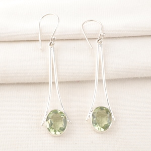 Green Amethyst Earrings 925 Sterling Silver Earrings Amethyst Gemstone Earrings Jewelry Handmade Earrings Amethyst Jewelry Gift For Women