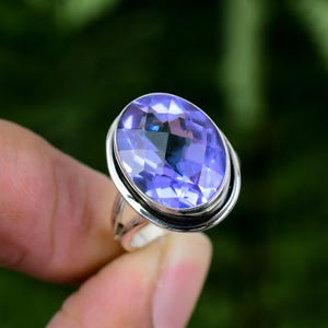 Handmade Oval Amethyst Ring: Sterling Silver Gemstone, February Birthstone