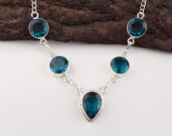 Apatite Necklace, 925 Sterling Silver Gemstone Jewelry, Gift for Her