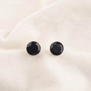 Black Onyx Stud Earrings: 925 Sterling Silver Round Dangle Hoops