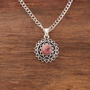 Rhodonite Pendant Gemstone Pendant Unique Jewelry 925 Sterling Silver Jewelry Handmade Pendant Women Pendant Gift For Her Rhodonite Jewelry