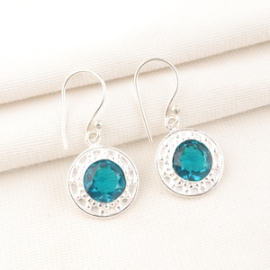 Apatit Edelstein Ohrring, 925 Sterling Silber Ohrring, Blauer Apatit Schnitt Stein Schmuck, handgemachter Ohrring, Silber Schmuck, Geschenk für Schmuck