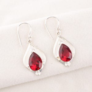 Pear Rubellite Earrings: 925 Sterling Silver, Pink Gemstone
