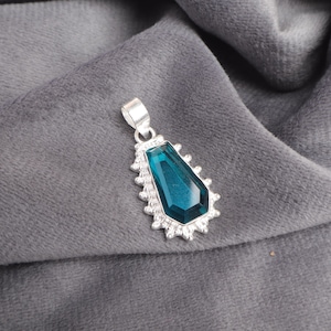Handmade Green Apatite Pendant: 925 Sterling Silver Coffin Jewelry