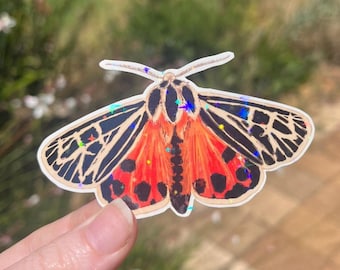 Glitter Holographic Tiger Moth Sticker | Waterproof