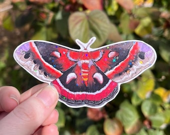 Cecropia Moth Sticker: Holographic Vinyl Decal for Laptop, Waterproof