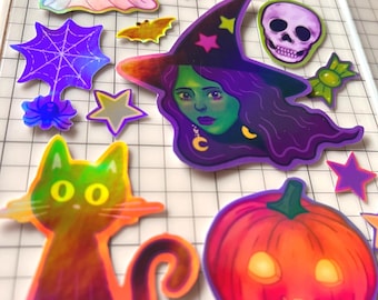 Spooky Halloween Themed Sticker Pack | Holographic Vinyl Stickers | waterproof