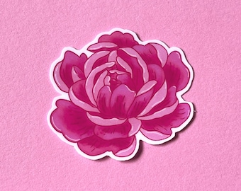 Peony Flower Sticker | Soft Pink Floral, Waterproof Vinyl