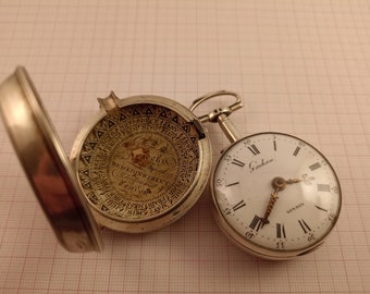 Antike silberne Taschenuhr aus dem 18. Jahrhundert von Graham London