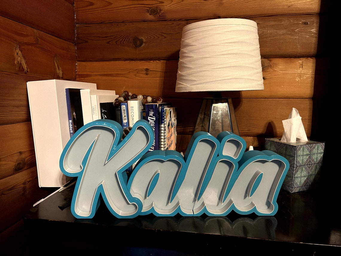 Custom Caligraphy Style Letters / Cursive Font Name Sign | Illuminated ...