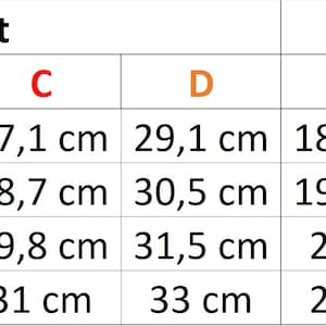 Pu&ograve; includere: Tabella delle taglie per un capo di abbigliamento con misure in centimetri per il petto e l'ABS. La tabella mostra le taglie S, M, L e XL con misure per le taglie del petto A, B, C e D, e le taglie dell'ABS A, B e C.