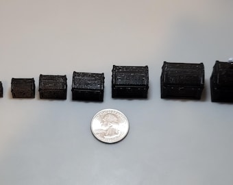 3D Printed Miniature Chest | Unpainted PLA Minis | Diorama, Dollhouse, Crafts, Charms | Sizes XXS – 4XL (2.5mm – 22.5mm)