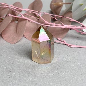 Small Aura Smoky Quartz Tower – Rainbow Shimmer Crystal, Healing Stone Point, Spiritual Gemstone, Decoration & Meditation