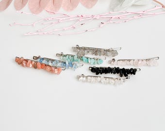 Delicate boho-style hair clips with various crystals - elegant accents for your look and spiritual energy for every day.