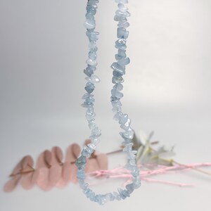 Aquamarine chip necklace 40 cm + 5 cm extension natural stone necklace blue gemstone jewelry