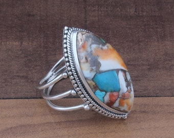 Oyster Copper Turquoise Ring, 925 Sterling Silver Ring for Women, Turquoise Ring, Chunky Boho Silver Ring With Stone, Etsycayber2024GiftSEO
