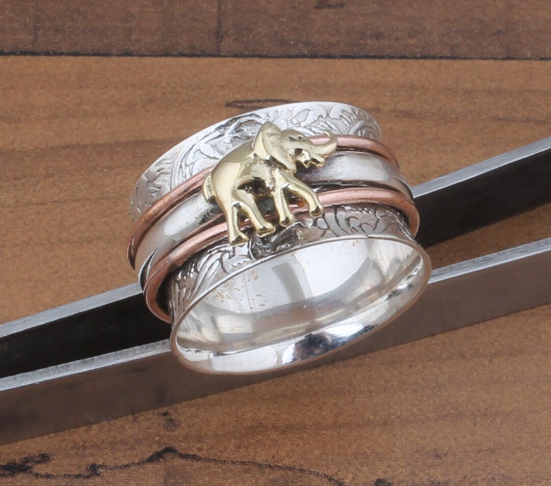 Elephant Spinner Ring, Fidget Anxiety Ring, Sterling Silver Ring Women