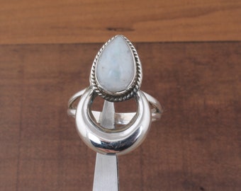 Boho Moon Solid 925 Ring, Rainbow Moonstone Ring, Boho Sterling Silver Ring for Women, Celestial Jewelry, Teardrop RingGiftSEO