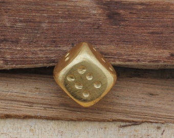 Dice 14k Gold Plated Brass Ludo Dice For Game Playing - Handmade Gold 6 Sided Dice Numbers In Dotted From 1 To 6 Cube Metal Dice GiftsSEO