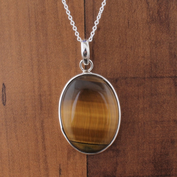 Tiger Eye Pendant 925 Sterling Silver Pendant Tiger Eye Gemstone Pendant Handmade Silver Jewelry Tiger Eye Jewelry Gift For Her Mother Gift