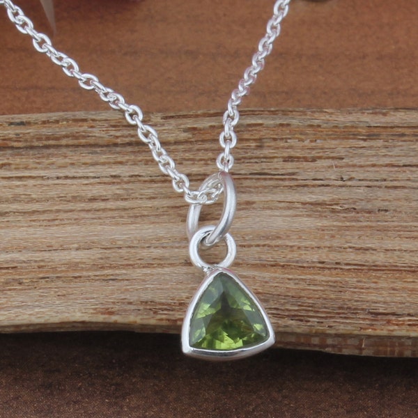 Natural Peridot Pendant-Handmade Silver Pendant-925 Sterling Silver Pendant-Tringle Peridot Pendant-Anniversary Pendant-August Birthstone...