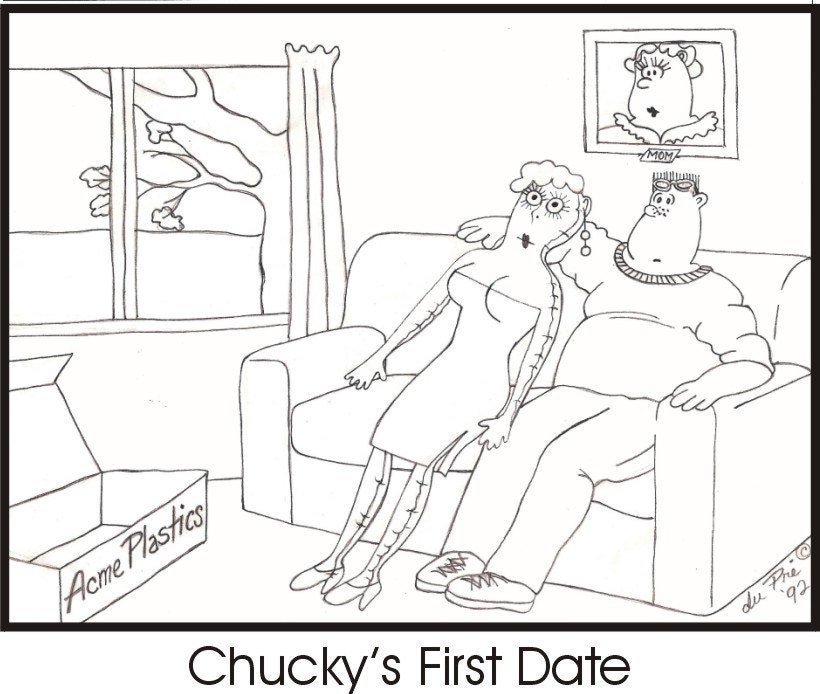 Funny Cartoon Joke - CHUCKY'S FIRST DATE - Humor - Etsy
