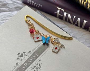 Charmed bookmarks | Caraval | Stephanie Garber | Scarlett Dragna |  Donatella Dragna | Fantasy books | book lovers | book gifts