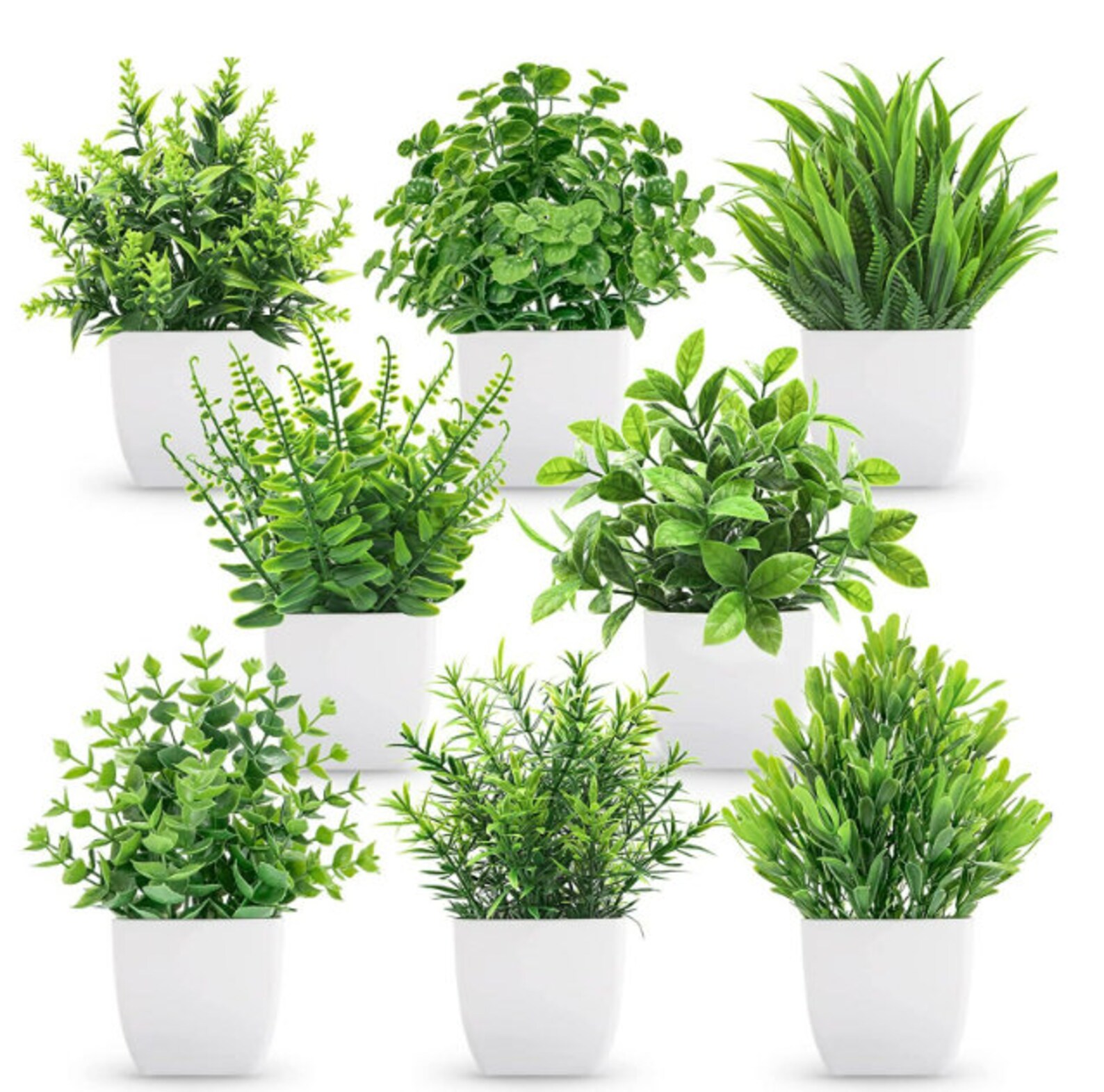 Perfireal 8 Packs Fake Plants Small Artificial Faux Potted Plants for Home Office Farmhouse