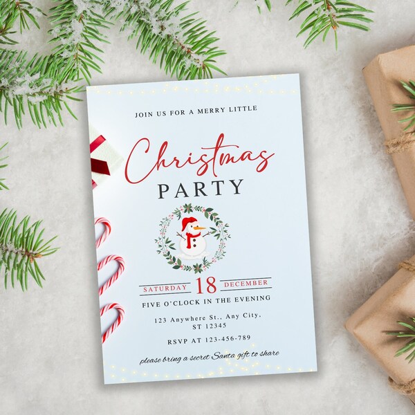 Christmas invitation | christmas party | electronic invite | Holiday party invite | instant download | christmas dinner | Canva editable