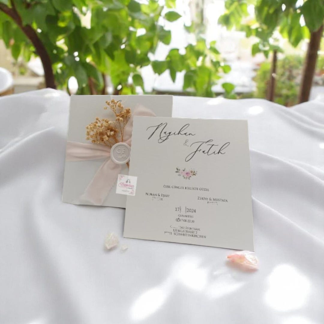 Beyaz Zarfl zel Tasarm Davetiye - Etsy