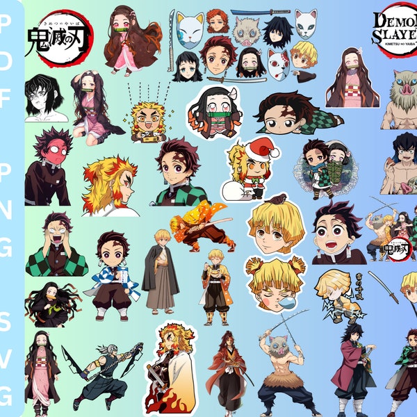 Demon slayer High quality anime bundle , Svg,Png,Pdf Bundle , Demon slayer layered , Anime Ciricut , Anime Stickers , gift for anime fan,