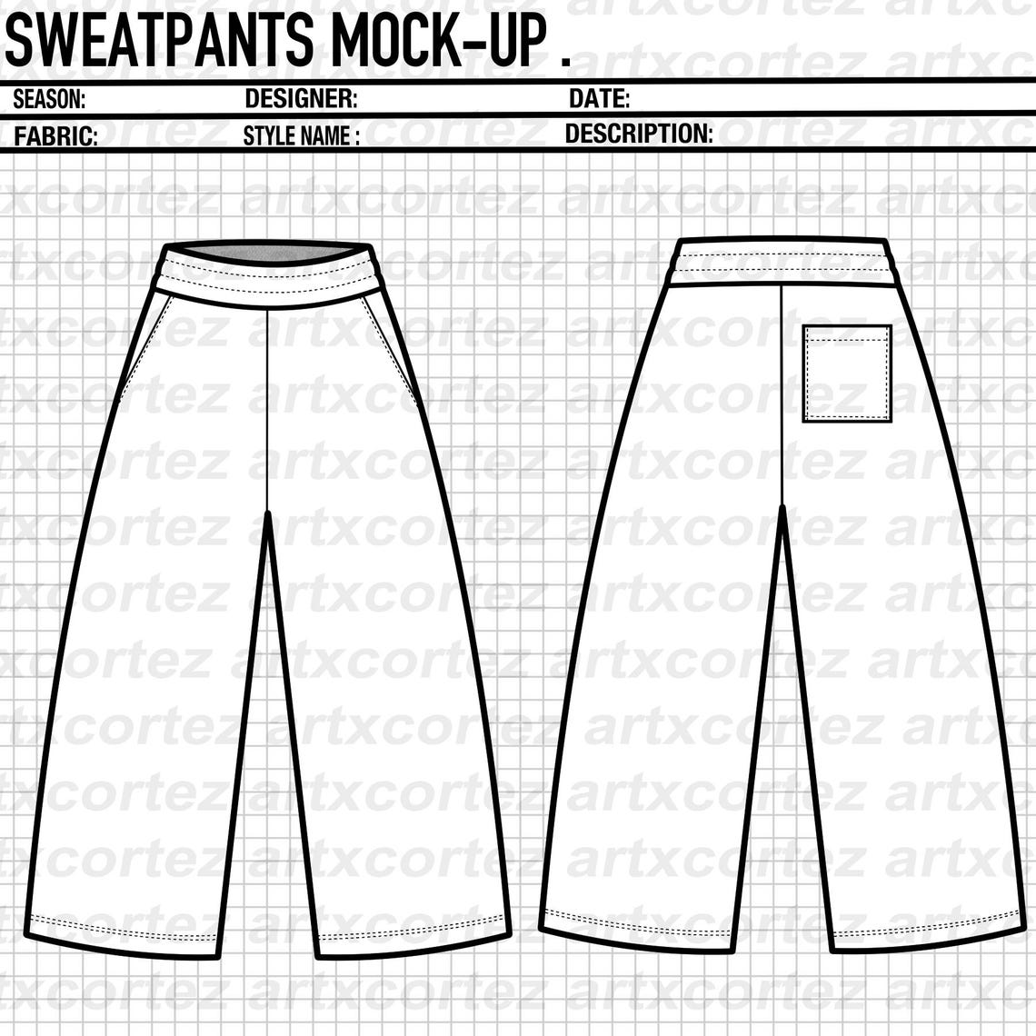 Baggy Sweatpants Vector Mockup | Editable Clothing Design Template for ...