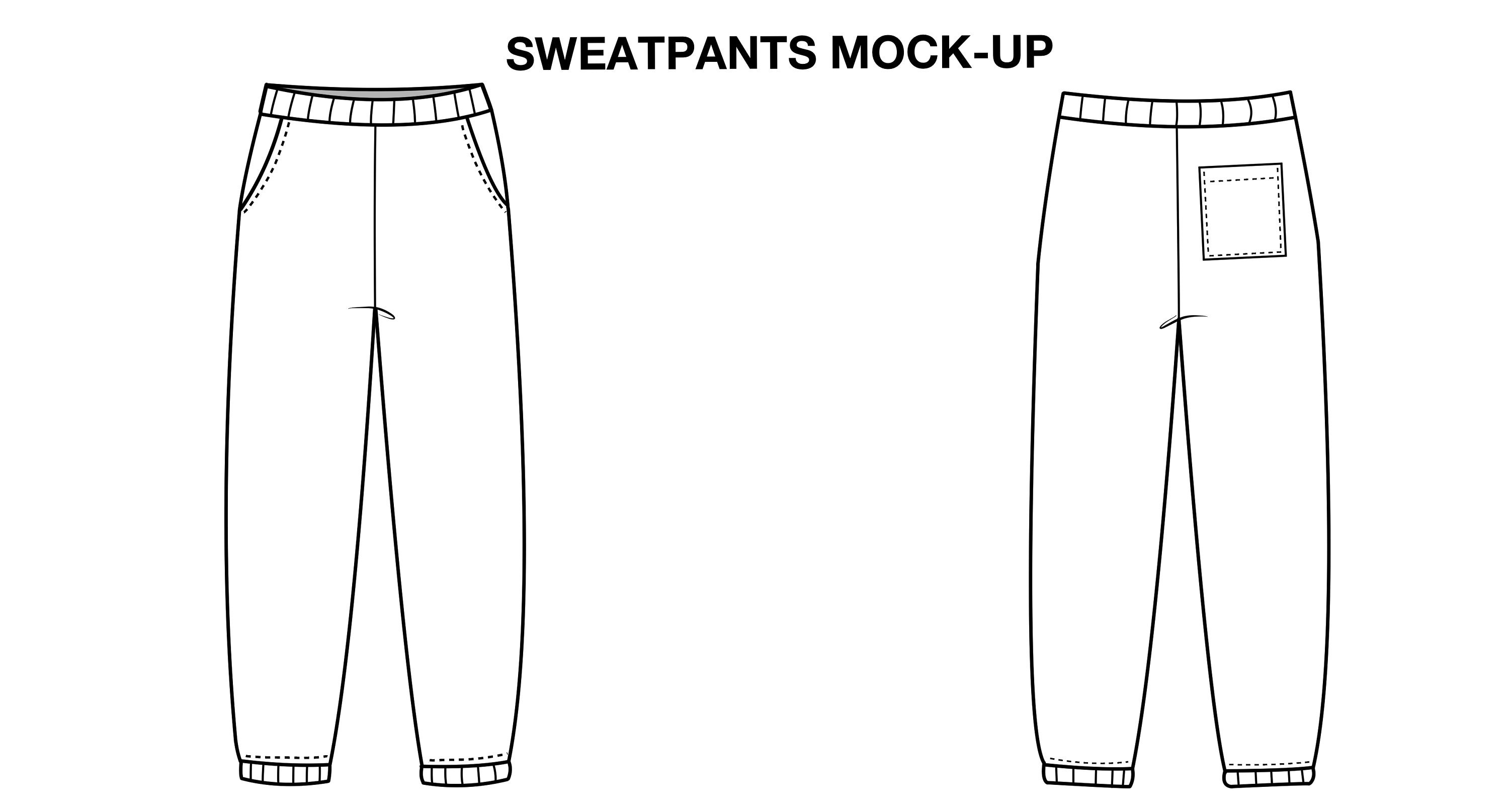 Sweatpants Flat Technical Drawing Illustration Blank Streetwear Mockup Sweatpants Flat Technical Drawing Illustration Blank Streetwear Mockup