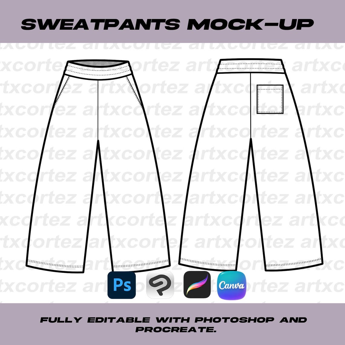 Baggy Sweatpants Vector Mockup | Editable Clothing Design Template for ...