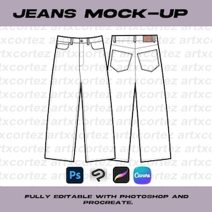 Jeans Vector Mock-up | Editable Clothing Design Template for Apparel Brands