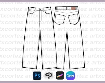 Jeansvectormodel | Bewerkbare kledingontwerpsjabloon voor kledingmerken