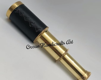 Personalized Brass Telescope – 6 Inch Engraved Spyglass, Nautical Gift