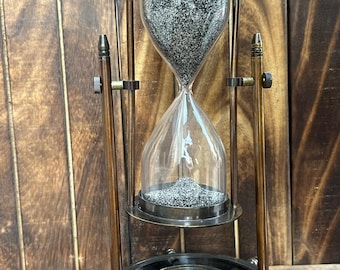 Brass Hourglass with Compass – Nautical Home Decor, Gift for Him