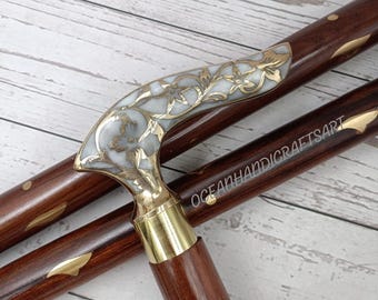 Messing Blumengriff Holz Gehstock Cane - Elegantes Geschenk für Senioren