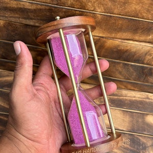 Wooden Hourglass, Wood & Brass Hourglass Sand Timer, Wooden Decorative Sand Timer For Home  Decor - Anniversary Gift, Birthday Gift For Him