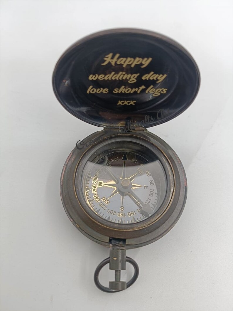 Engraved Brass Compass, Personalized Pocket Compass, Anniversary Gift ...