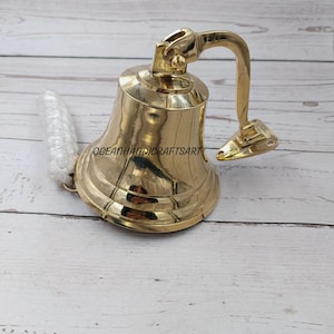 4&#39;&#39; Personalized Brass Ship Bell - Wall mount Bell With Rope Maritime Gift Birthday, Anniversary & Wedding Gift For Him