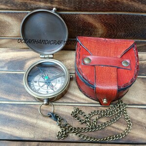Personalized Brass Compass - Custom Engraved Compass | Brass Compass With Leather Case - For Birthday, Wedding Anniversary, Groomsmen Gift