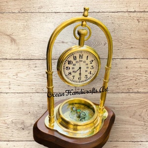 Brass Table Clock - Engraved Solid Brass Table Clock, Home Decorative Clock Gift For Wedding, Anniversary, Engagement, Groomsmen Gift