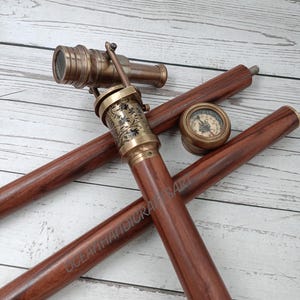 Brass Telescope Walking Stick Cane With Directional Compass And Spyglass Cane 1920 Dollond London Victorian Cane Best Gift For Mom Dad
