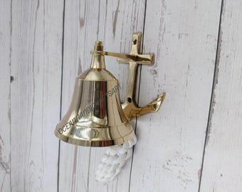 Personalized Brass Ship Bell – 4'' Anchor Dinner Bell, Wall Mount Decor
